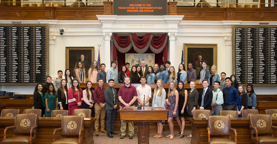 Rep. Bohac hosts students on the floor of the Texas House of Representatives